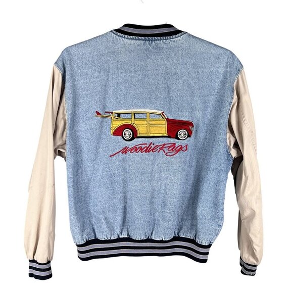 Vintage Port Authority Varsity Jacket L Embroidered Woody Rags Car Connoisseur - Picture 5 of 16